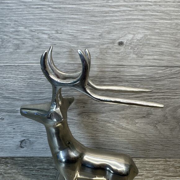 Pottery Barn Christmas Reindeer Stocking Holder Silver Plated 8” Tall - Picture 3 of 8